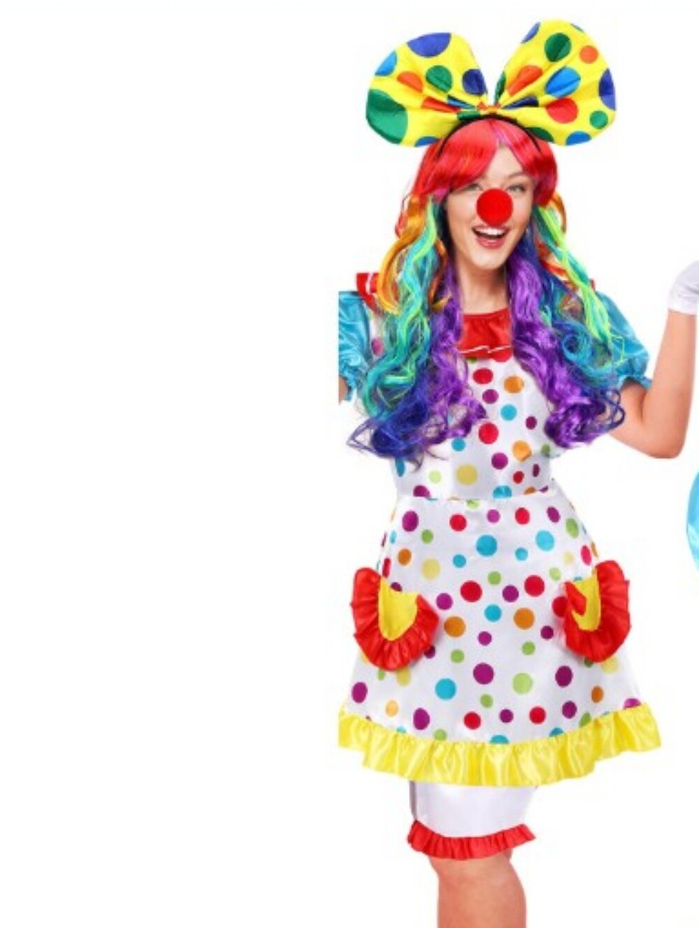 Handepo 6 Pcs Clown Costume Set Circus Dress Rainbow Clown Wig Headband